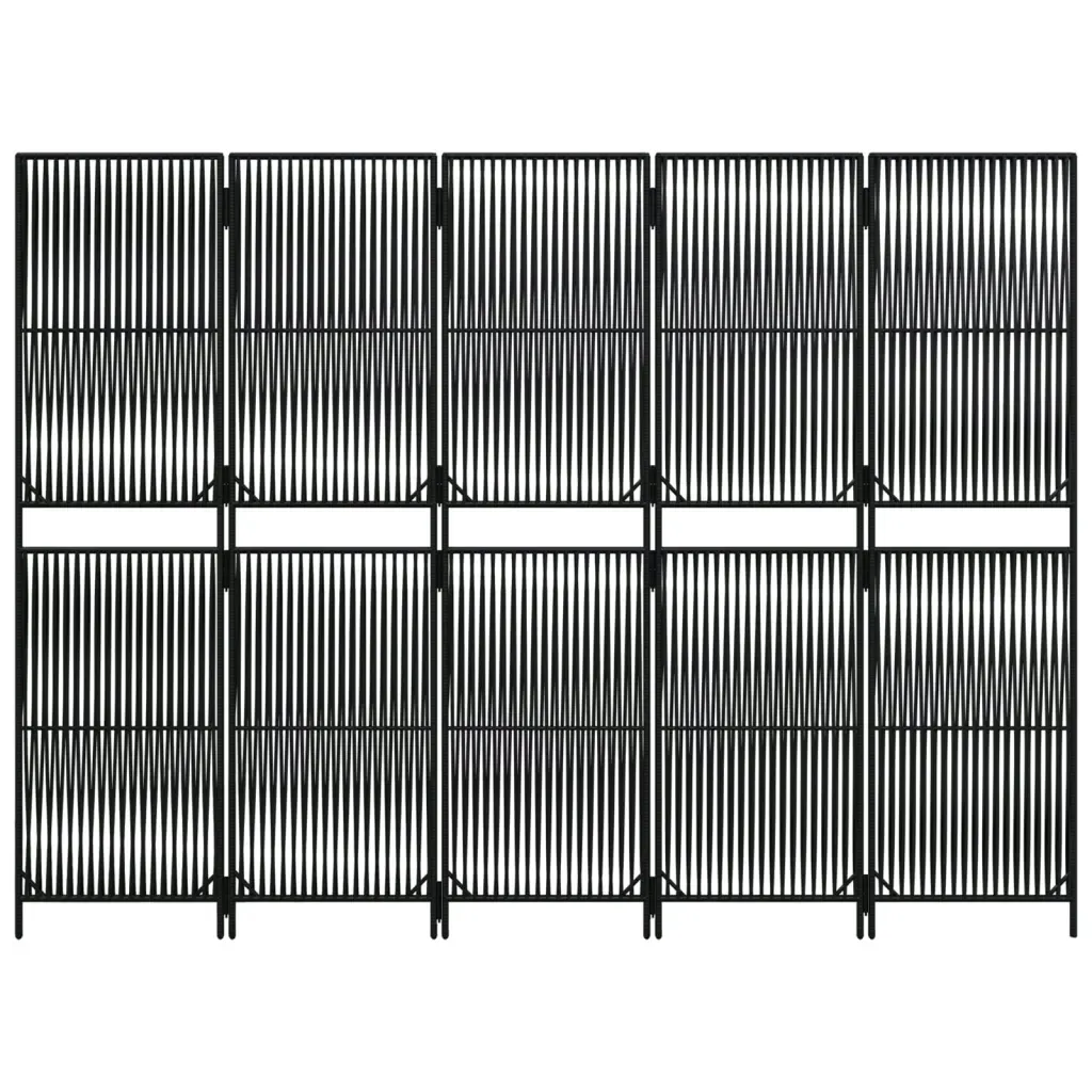 parawan-5-panelowy-czarny-polirattan-stan-nowy