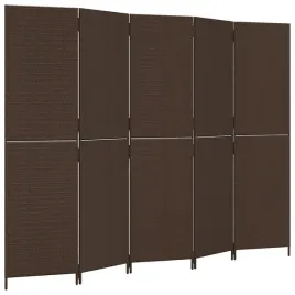 parawan-5-panelowy-brazowy-polirattan