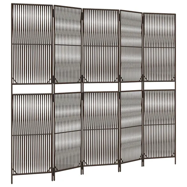 parawan-5-panelowy-brazowy-polirattan