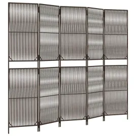 parawan-5-panelowy-brazowy-polirattan