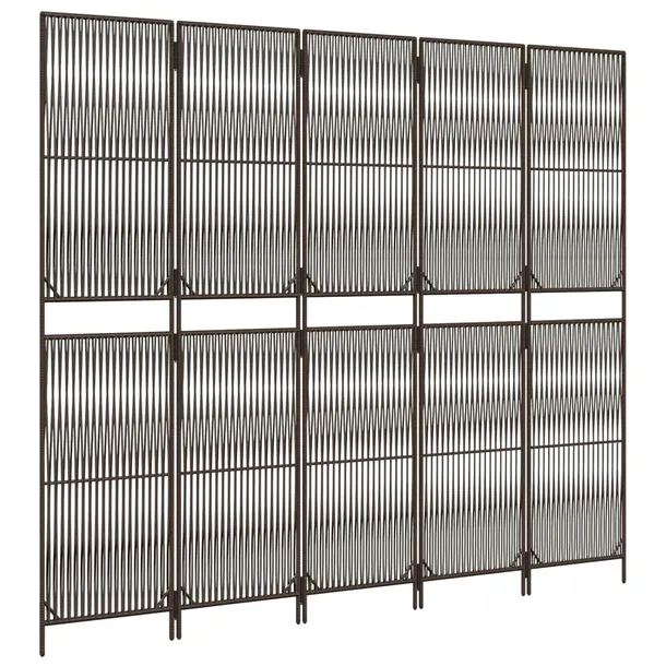 parawan-5-panelowy-brazowy-polirattan-szerokosc-skrzydla-49-cm