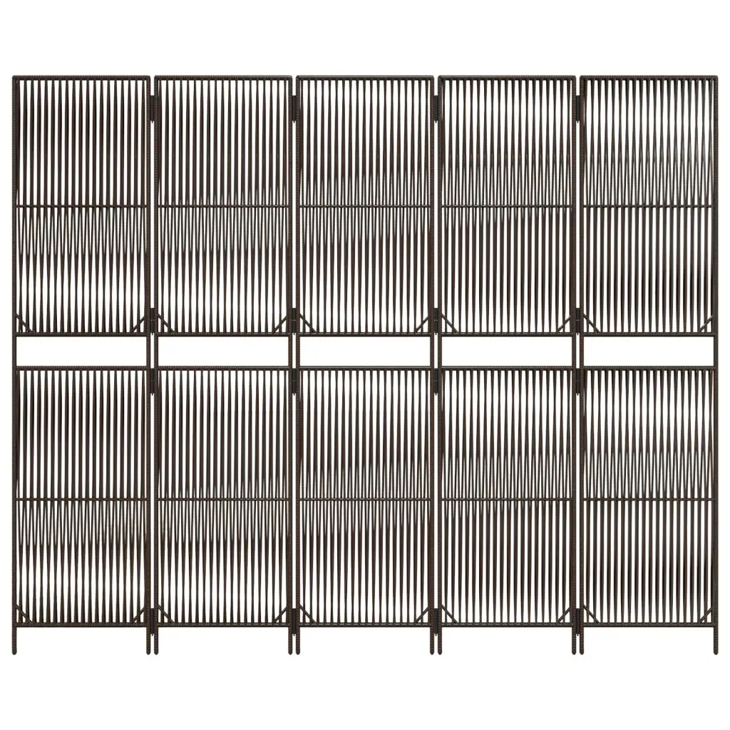 parawan-5-panelowy-brazowy-polirattan-stan-nowy
