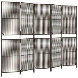 parawan-5-panelowy-brazowy-polirattan