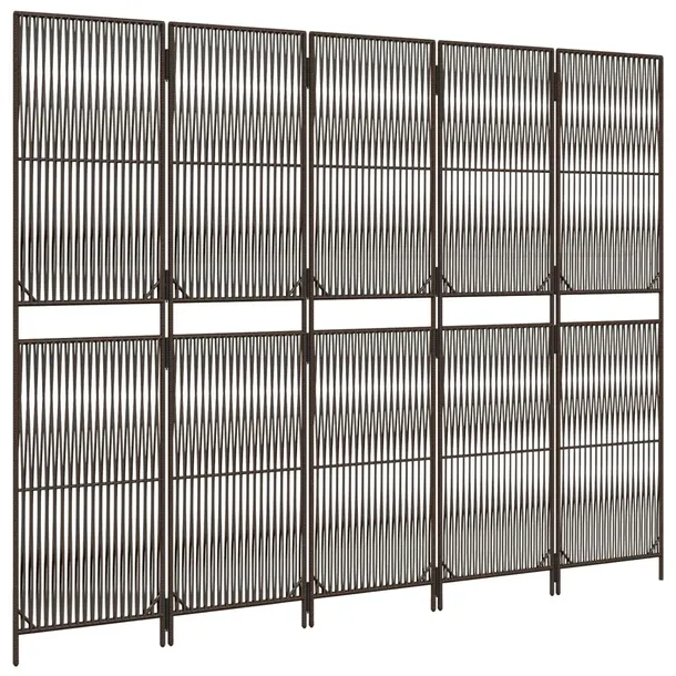 parawan-5-panelowy-brazowy-polirattan-szerokosc-skrzydla-49-cm