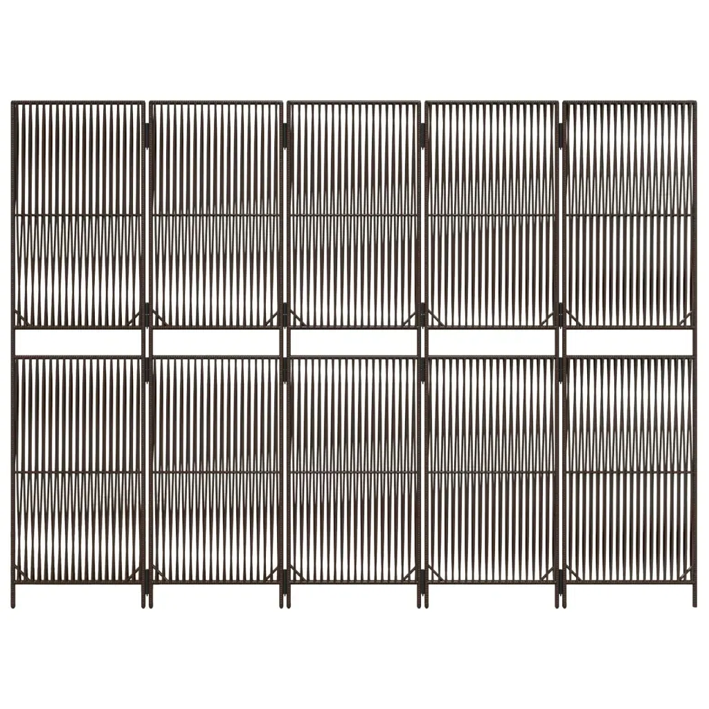 parawan-5-panelowy-brazowy-polirattan-stan-nowy