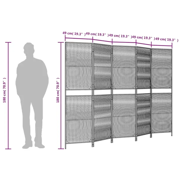 parawan-5-panelowy-brazowy-polirattan-producent-vidaxl