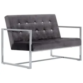 2-osobowa-sofa-z-podlokietnikami-ciemnoszara-chrom-i-aksamit