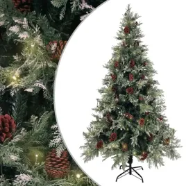 choinka-z-led-i-szyszkami-zielono-biala-195-cm-pvc-i-pe