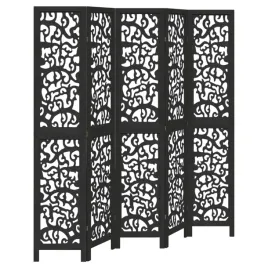 parawan-pokojowy-5-panelowy-czarny-lite-drewno