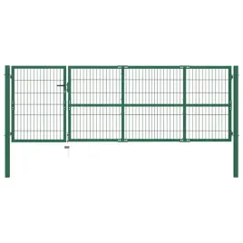 brama-ogrodzeniowa-ze-slupkami-350-x-100-cm-stalowa-zielona