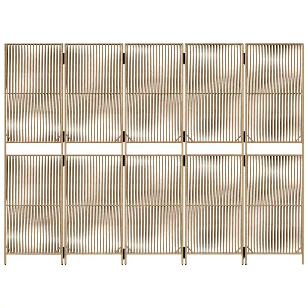 parawan-5-panelowy-bezowy-polirattan-stan-nowy