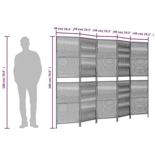 parawan-5-panelowy-szary-polirattan-producent-vidaxl