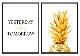 obraz-plakaty-w-ramie-53x73cm-dyptyk-komplet-2-obrazow-zloty-ananas-p984
