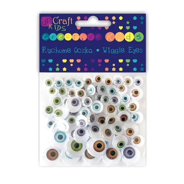 Ruchome oczka mix naturalne 72szt różne kolory ozdobne oczy oko oczko diy