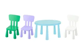 ikea-mammut-stolik-jasnoniebieski-3-krzeselka-bialy-zielony-liliowy