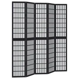 parawan-pokojowy-5-panelowy-czarny-lite-drewno-paulowni