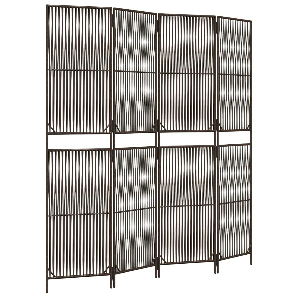 parawan-4-panelowy-brazowy-polirattan