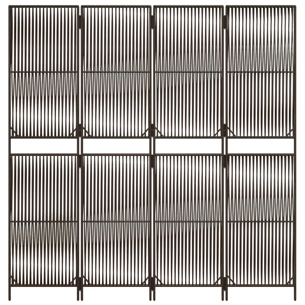 parawan-4-panelowy-brazowy-polirattan-stan-nowy
