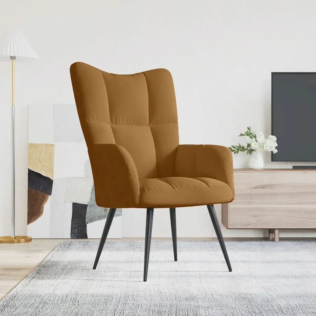 fotel-brazowy-obity-aksamitem