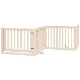 bramka-dla-psa-z-drzwiami-skladana-4-panele-320-cm-drewno-topolowe