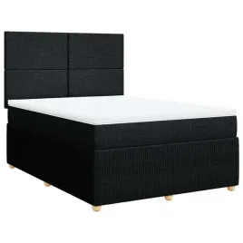 lozko-kontynentalne-200-x-160-cm-czarne-z-materacem-i-topperem