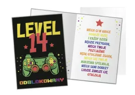 kartka-karnet-z-zyczeniami-urodzinowymi-14-lat-urodziny-level-dla-chlopaka