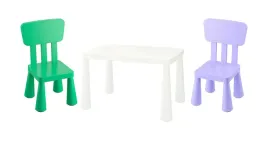 ikea-zestaw-mammut-stolik-bialy-77x55-cm-2-krzeselka-zielony-liliowy