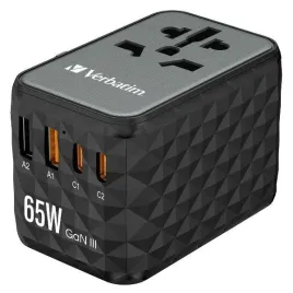 verbatim-adapter-podrozny-eu-uk-us-gan2xusb-a-2xusb-c-pd-65w-uta-05-czarny