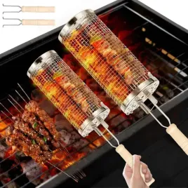 2x-kosz-do-grillowania-warzyw-miesa-ryb-grill-20cm-okragly-pojemnik-zestaw