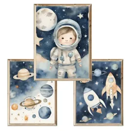 zestaw-3-plakatow-obrazkow-na-sciane-kosmonauta-planety-i-rakiety-a3