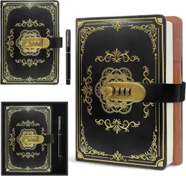 skorzany-pamietnik-notes-zamykany-na-zamek-kod-3-cyfrowy-vintage-czarny