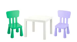 ikea-zestaw-lack-stolik-bialy-mammut-2xkrzeselko-jaskrawozielony-liliowy