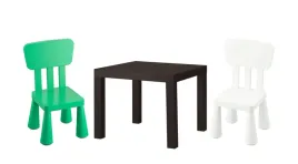 ikea-zestaw-lack-stolik-wenge-mammut-2x-krzeselko-bialy-jaskrawozielony