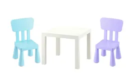 ikea-zestaw-lack-stolik-bialy-mammut-2x-krzeselko-jasnoniebieski-liliowy