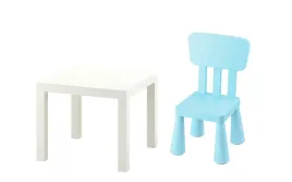 ikea-zestaw-lack-stolik-bialy-mammut-krzeselko-jasnoniebieski