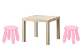 ikea-zestaw-stolik-lack-dab-bejcowany-na-bialo-mammut-2x-stolek-rozowy