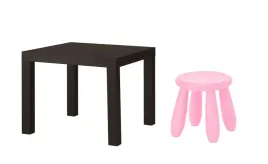 ikea-zestaw-stolik-lack-czarnybraz-mammut-stolek-rozowy