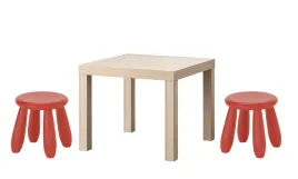ikea-zestaw-stolik-lack-dab-bejcowany-na-bialo-mammut-2x-stolek-czerwony