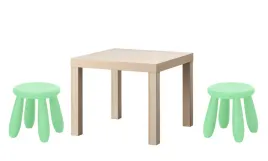 ikea-zestaw-stolik-lack-dab-bejcowany-na-bialo-mammut-2x-stolek-zielony