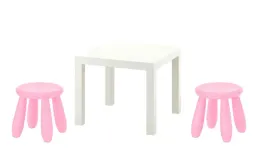ikea-zestaw-stolik-lack-bialy-mammut-2x-stolek-rozowy
