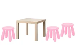 ikea-zestaw-stolik-lack-dab-bejcowany-na-bialo-mammut-3x-stolek-rozowy