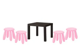 ikea-zestaw-stolik-lack-czarnybraz-mammut-4x-stolek-rozowy