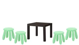 ikea-zestaw-stolik-lack-czarnybraz-mammut-4x-stolek-jasnozielony