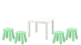 ikea-zestaw-stolik-lack-bialy-mammut-4x-stolek-jasnozielony