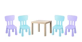ikea-zestaw-stolik-lack-dab-mammut-4x-krzeselka-jasnoniebieski-liliowy