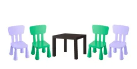 ikea-zestaw-stolik-lack-czarnybraz-mammut-4x-krzeselka-zielony-liliowy
