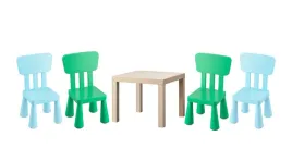 ikea-zestaw-stolik-lack-dab-mammut-4x-krzeselka-zielony-jasnoniebieski