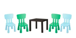 ikea-zestaw-stolik-lack-wenge-mammut-4x-krzeselka-zielony-j-niebieski