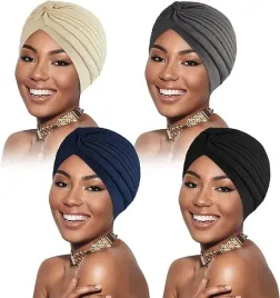 damska-czapka-turban-oddychajacy-4x-zestaw-lekki-elastyczna-miekki-wiazany