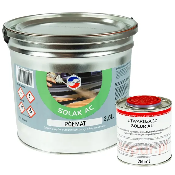 Lakier do mebli i blatów SOPUR solak AC bezbarwny półmat 2,5L akryl twardy